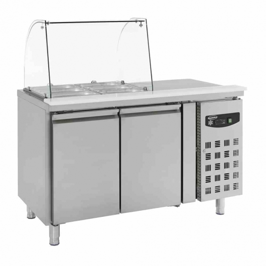 Table réfrigérée saladette avec verre 2 portes