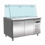 Table réfrigérée saladette avec verre 2 portes 3 x GN 1/1 + 3 x GN 1/6 récipient