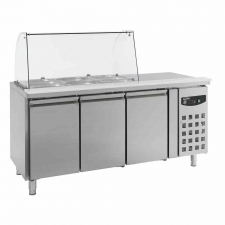 Table réfrigérée saladette avec verre 3 portes