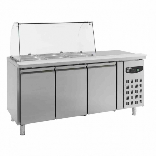 Table réfrigérée saladette avec verre 3 portes