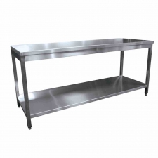 Table inox démontable centrale avec étagère P. 600 mm L. 1400 mm