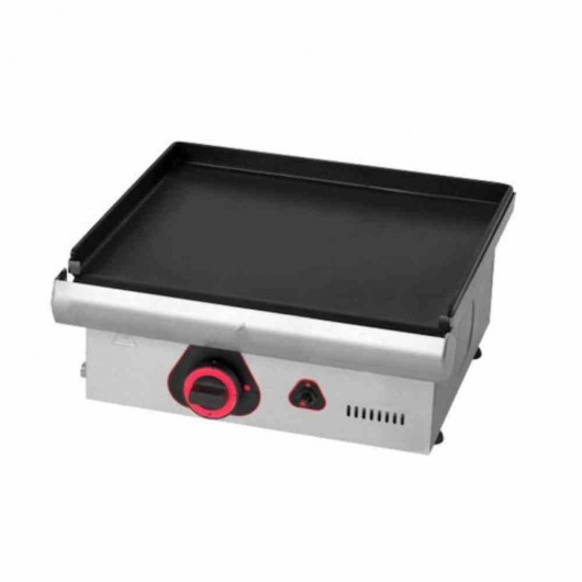 Plancha à snacker gaz plaque acier lisse ép. 6 mm revêtement plaque bleuie 460x440x210 mm