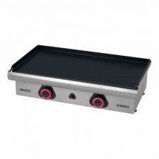 Plancha à snacker gaz plaque acier lisse ép. 6 mm revêtement plaque bleuie 770x440x210 mm