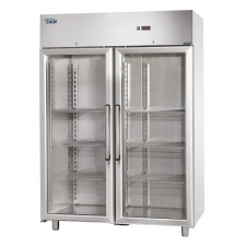 Armoire vitrée GN 2/1 inox positive - 1209 L
