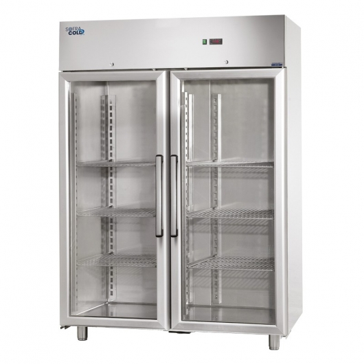 Armoire vitrée GN 2/1 inox positive - 1209 L