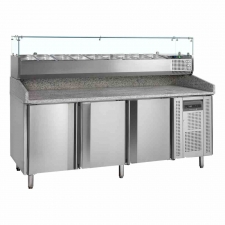 Table à pizzas dessus granite 3 portes saladette 9x GN 1/3 565 L