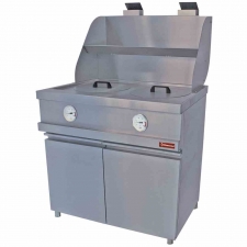 Friteuse Gaz - 2 cuves rondes de 13 L professionnelle - Inox