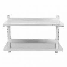 Étagère murale en inox sur crémaillères 2 niveaux - L 800 x P 400 mm