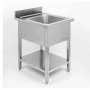 Plonge 1 bac avec dosseret et étagère - 600 x 700 mm