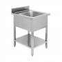 Plonge 1 bac avec dosseret et étagère - 600 x 600 mm