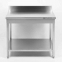 Table inox avec dosseret et étagère - 600 x 600 mm