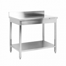 Table inox avec dosseret et étagère - 1000 x 700 mm