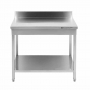 Table inox avec dosseret et étagère - 600 x 700 mm