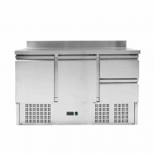 Table réfrigérée positive avec dosseret - 2 portes et 2 tiroirs GN 1/2