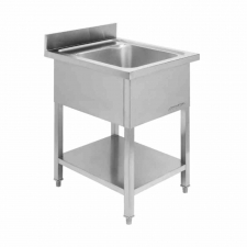 Plonge 1 bac avec dosseret et étagère - 600 x 600 mm