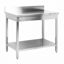 Table inox avec dosseret et étagère - 1000 x 600 mm