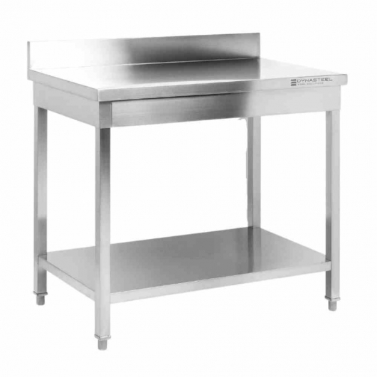 Table inox avec dosseret et étagère - 1000 x 600 mm