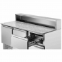 Meuble à pizza réfrigéré toit inox 8 x GN1/6 - 2 portes et 2 tiroirs