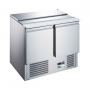 Saladette réfrigérée inox, 2 portes + couvercle télescopique