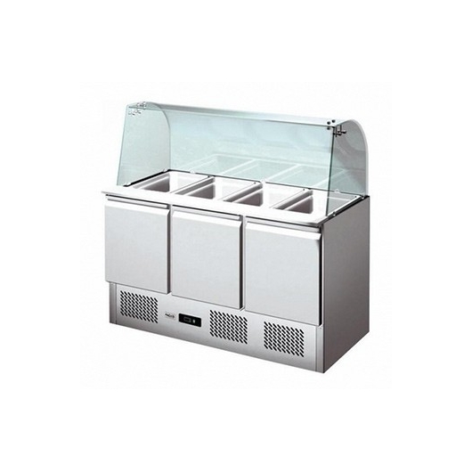 Saladette réfrigérée 3 portes + pare haleine 4 GN 1/1