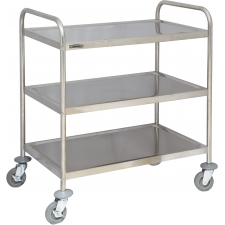 Chariot de service en inox, 3 plateaux