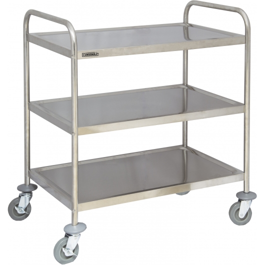 Chariot de service en inox, 3 plateaux