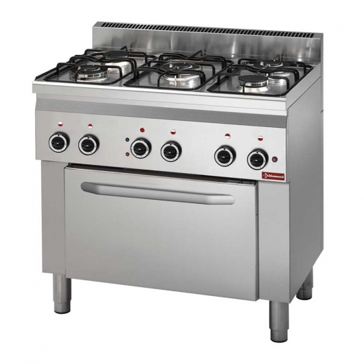 Fourneau 5 feux gaz sur four à convection 4x GN 1/1