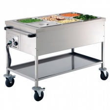 Chariots bain-marie 3 x GN 1/1, profondeur 200 mm à roulettes, chauffé sans eau