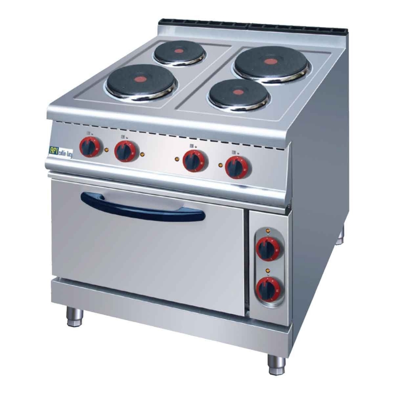 Cuisinière Électrique Pro 700 4 Plaques Rondes et Four Électrique 6 kW