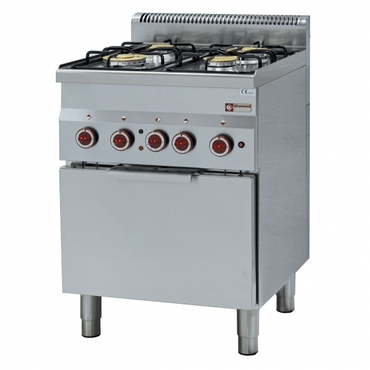 Fourneau 4 feux gaz sur four électrique GN 2/3, série 600