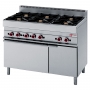Fourneau 6 feux sur four gaz et placard GN 1/1, série 650