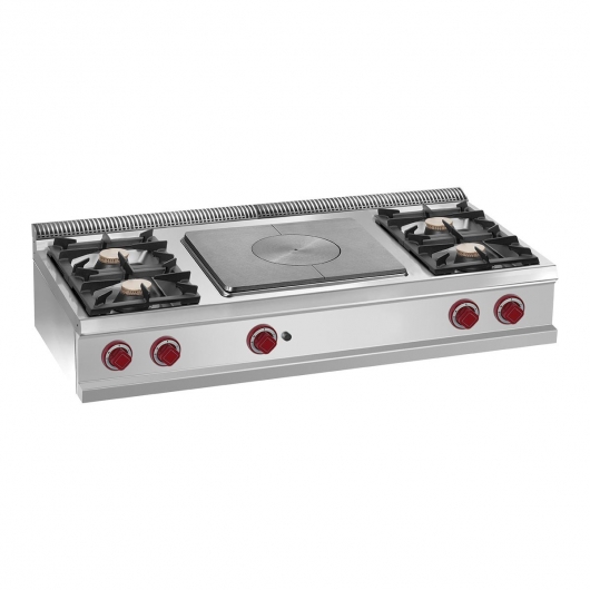 Table gaz 4 feux vifs avec plaque coup de feu